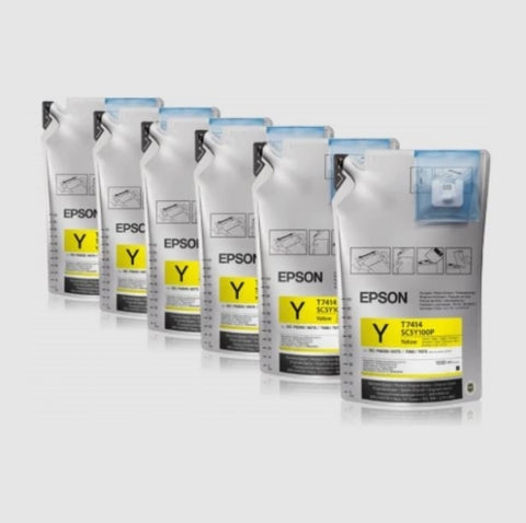 Epson T741 UltraChrome DS Yellow Ink Packs 6 x 1000mL for SureColor F6070, F6200, F7070, F7170, F7200, F9200, F9370 - T741400 - Image Pro International