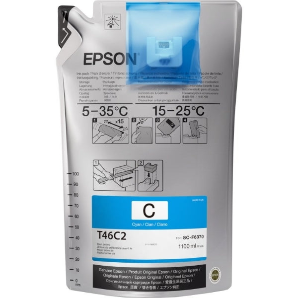 Epson UltraChrome DS Cyan Ink 1.1 Liter for SureColor F6370, F9470, F9470H - T46C220-1 - Image Pro International