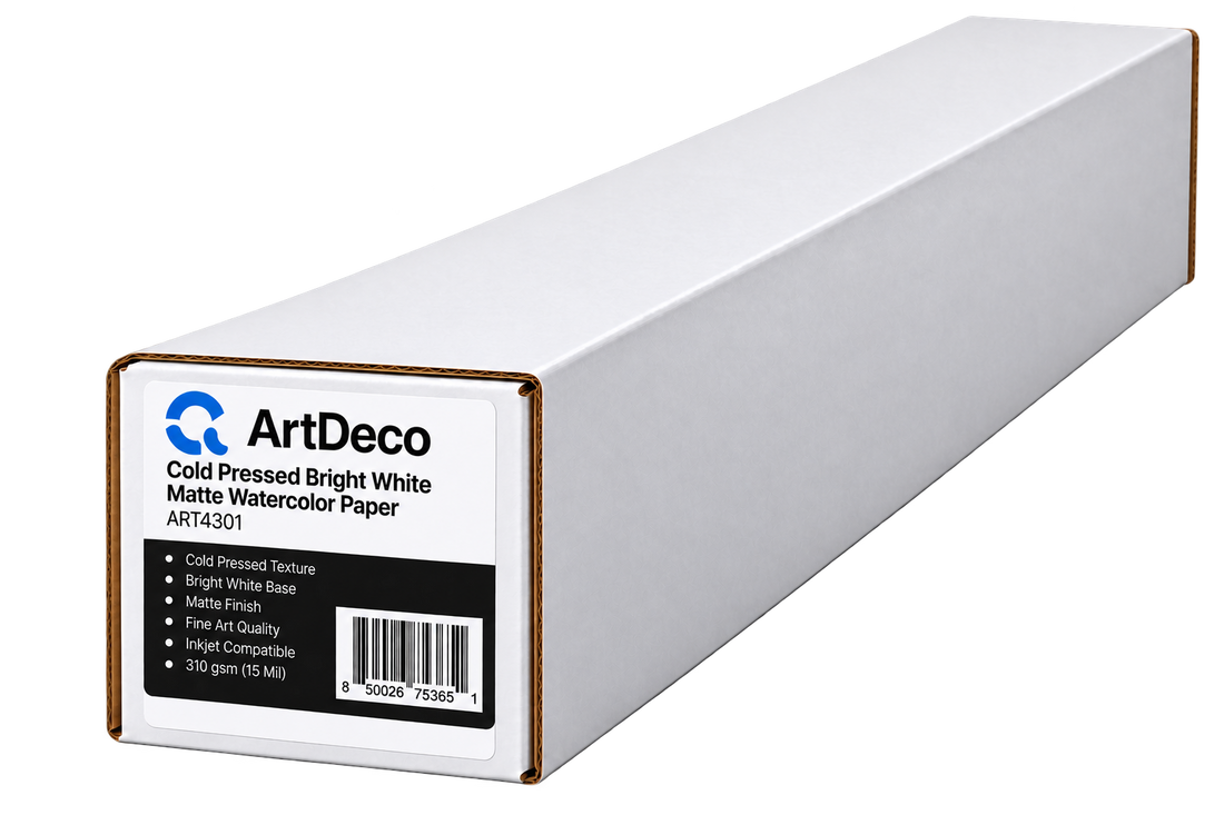 ArtDeco 310g Cold Pressed Bright White Matte Watercolor Paper in 44"x50'