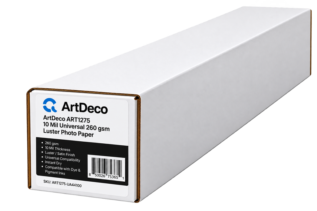 10 Mil Universal Satin/Luster Photo Paper Roll, 2'' Core in 17" x 100' sku: 1275-UA17100