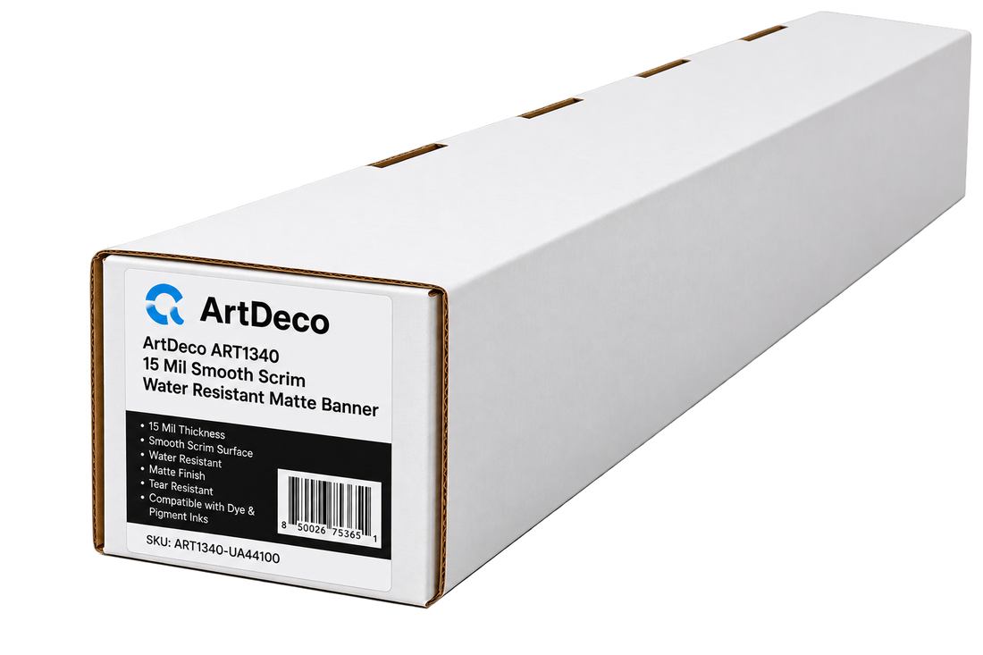ArtDeco 15 Mil Smooth Scrim Water Resistant Matte Banner in 44" x 40'