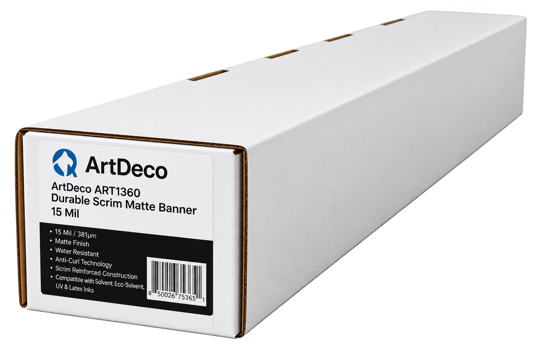 ArtDeco 15 Mil Durable Scrim Water Resistant Matte Banner in 24" x 75'