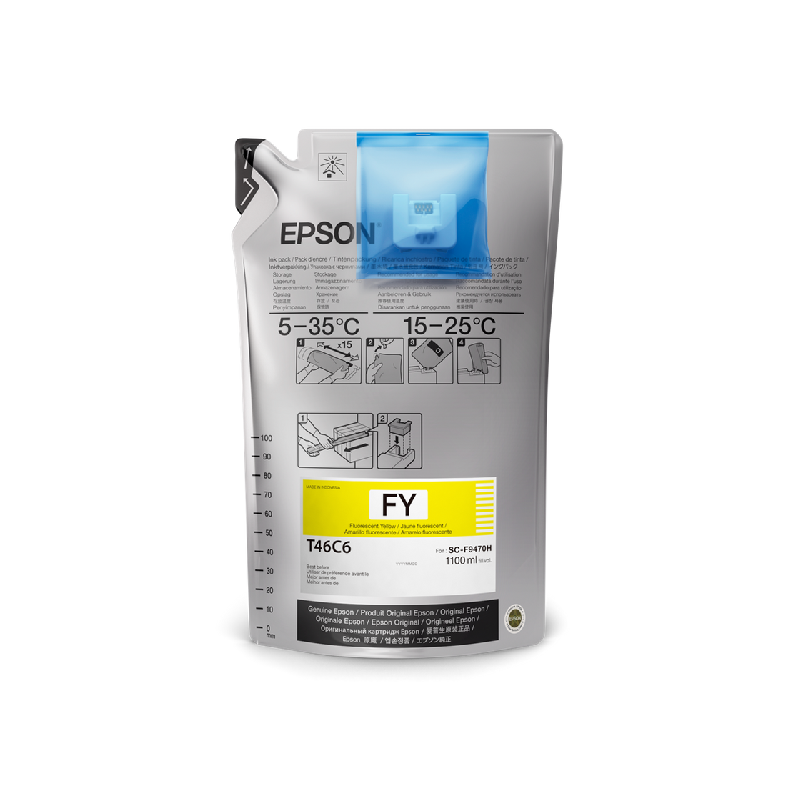 Epson UltraChrome DS Fluorescent Yellow Ink 1.1 Liter for SureColor F6370, F9470, F9470H - T46C620 - Image Pro International