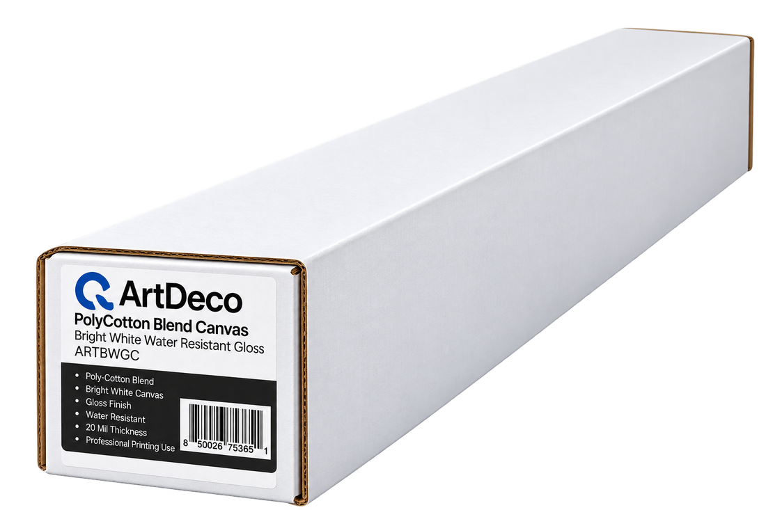 ArtDeco 22 Mil PolyCotton Blend Bright White Water Resistant Gloss Canvas in 17"x50'