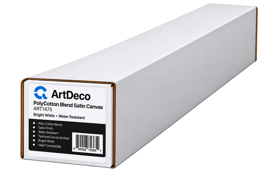 ArtDeco 21 Mil PolyCotton Blend Bright White Water Resistant Satin Canvas in 36"x50'