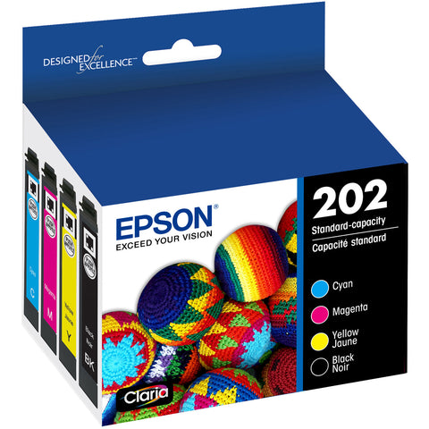 Epson Claria 202 Standard-Capacity Ink Cartridge Combo Pack (Black, Cyan, Magenta, Yellow) - Image Pro International