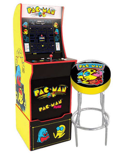 Arcade1Up Mini Pac-Man Arcade Cabinet with Riser, Stool, and Light Up Marquee