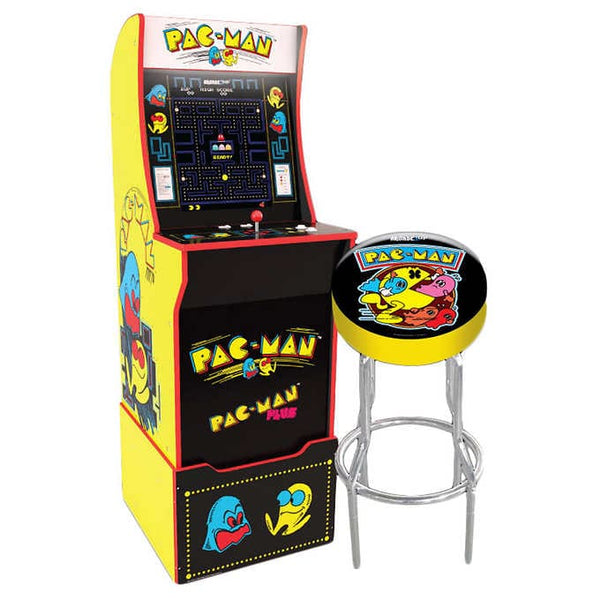 Arcade1Up Mini Pac-Man Arcade Cabinet with Riser, Stool, and Light Up