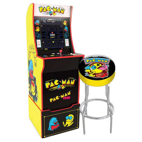 Arcade1Up Mini Pac-Man Arcade Cabinet with Riser, Stool, and Light Up Marquee